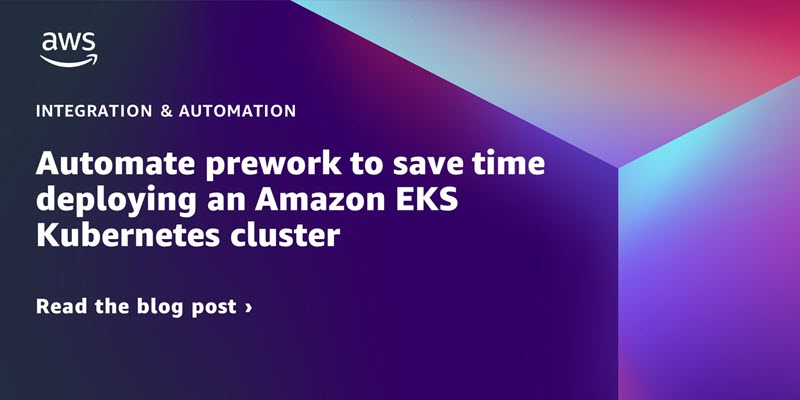 33squared's tweet image. Automate prework to save time deploying an Amazon EKS Kubernetes cluster aws.amazon.com/blogs/infrastr… #AmazonElasticKubernetesService #AWSCloudFormation #Compute