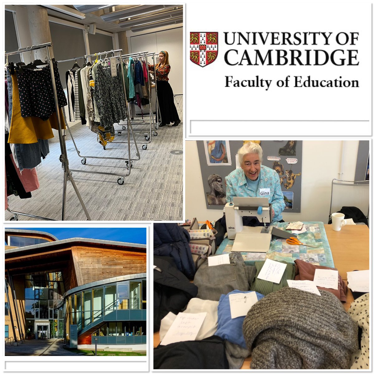 AliceHehir's tweet photo. Delighted to host a Cothes swap and repair cafe at @CamEdFac in conjunction with @CCFcambridge last week. Huge thanks to the wonderful repairer who mended lots of items and thank you to everyone who took part. We hope you’re happy with your new/up-cycled garments @CambridgeSust https://t.co/H72GF3j9Zt