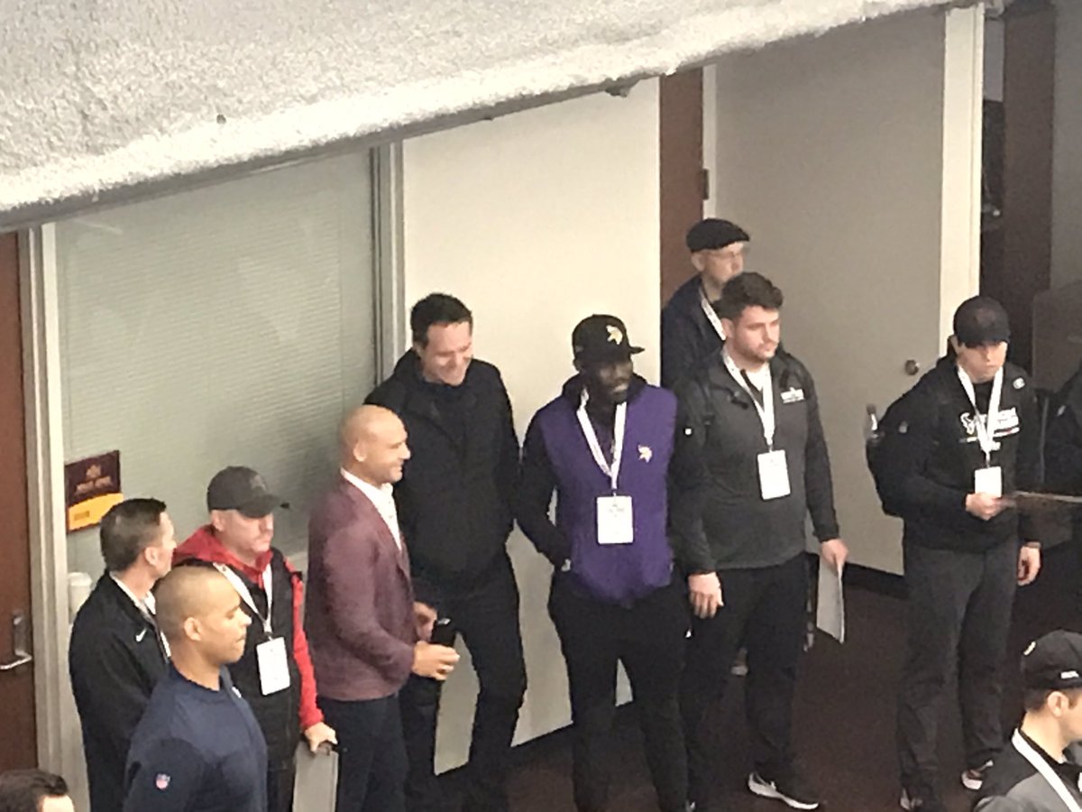 TonyLiebert's tweet photo. #Vikings HC Kevin O’Connell and GM Kwesi Adofo-Mensah on hand at the #Gophers Pro Day. https://t.co/6RGeM2FBUz