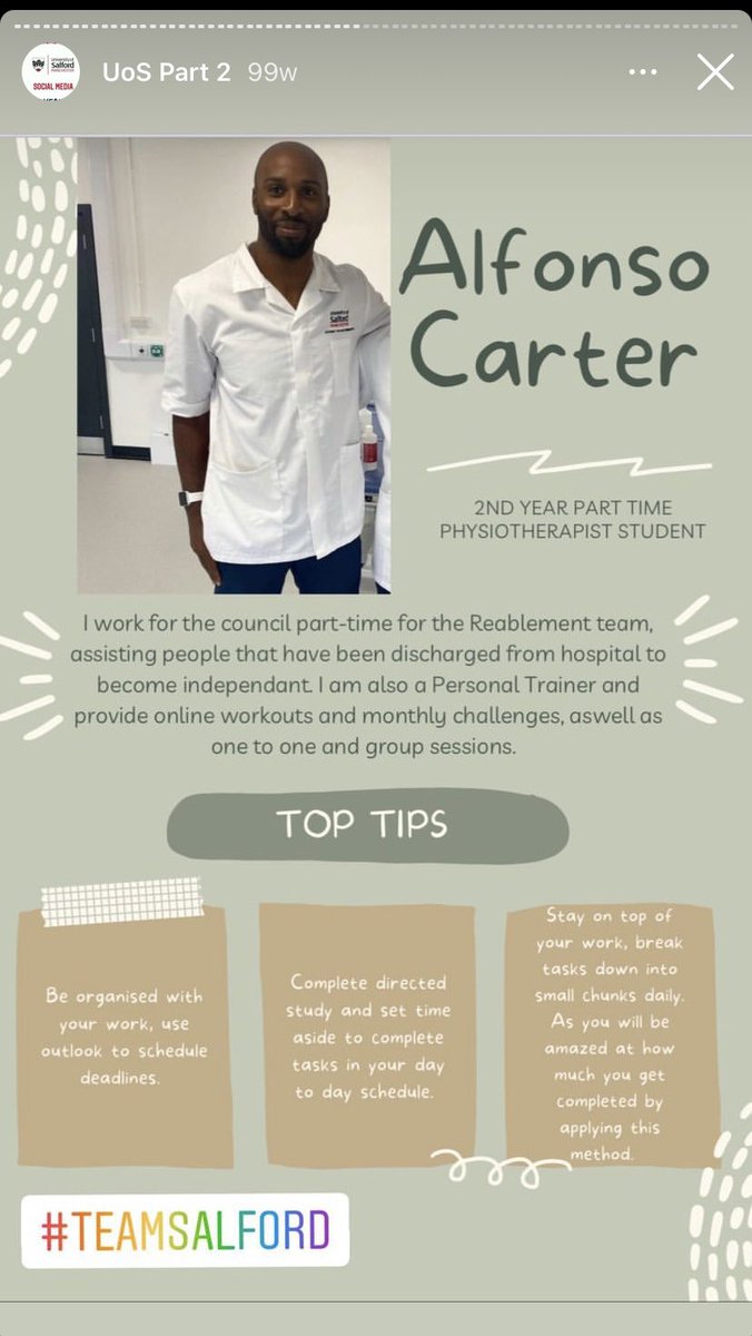 UoS_Physio's tweet photo. And it’s not just Mariella, lots of our #physio #students juggle work, families, hobbies … awesome work @alfiebaby23 @RDAtherapy @GB_bower @liam17chapman 👏🏿👏🏾👏🏻 if they can - so can you! 💪🏾👊🏻🤓 https://t.co/GyzNqJ4aEp