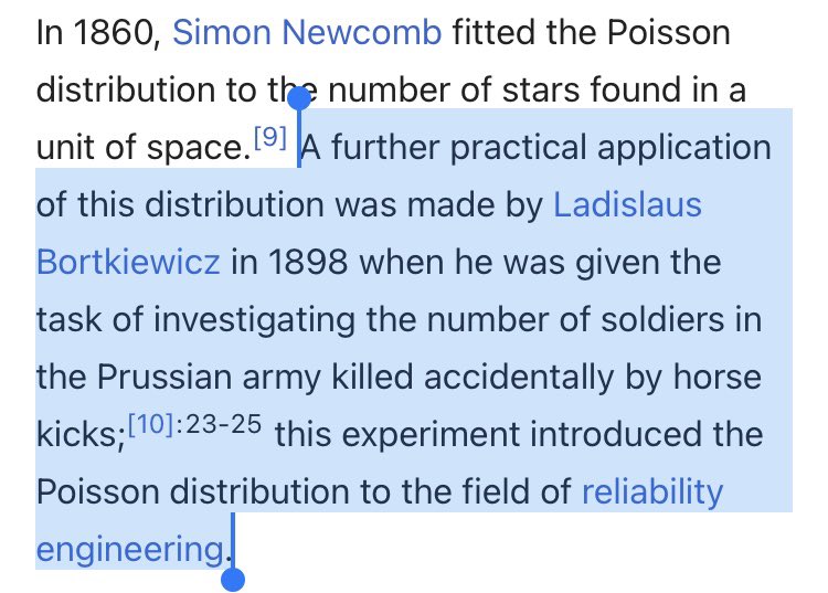 mjzurowski's tweet photo. In my thousandth time on the Wikipedia page for the Poisson distribution, I have discovered my new favourite fun fact. So specific, so random (ha ha), you truly do learn something new every day. https://t.co/5HPlHBYXvs