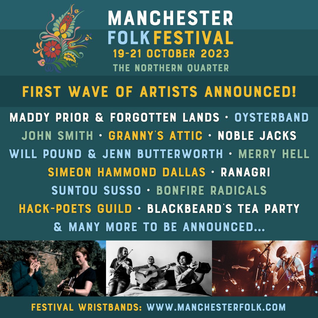 McrFolkFest's tweet photo. 📢 ANNOUNCEMENT 📢
We are so excited to announce the first wave of artists for Manchester Folk Festival, October 19-21!!
@MaddyPriorFolk 
@Oysterband1 
@MerryHell_band 
@willharmonica &amp; @jennbutterworth 

Venues include: @bandonthewall @hallestpeters @MattandPhreds @StollerHall https://t.co/Y5vJQUM1Da