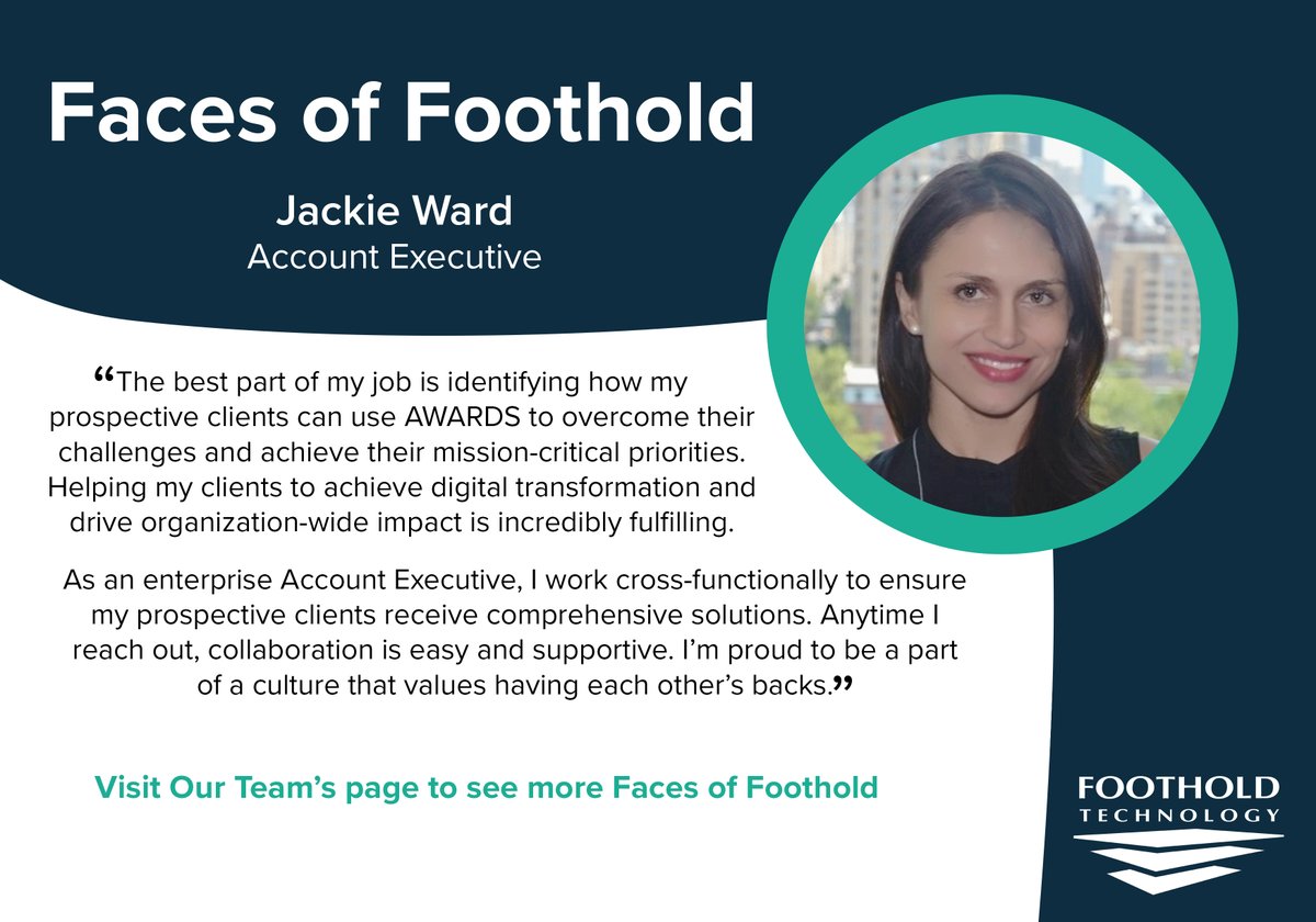 footholdtech's tweet photo. We love highlighting our team members! Check out our #FacesOfFoothold feature. To learn more about our core values, open positions, and our teams, visit our website today. https://t.co/MxWaj4J4jq https://t.co/kUPfqLMml2