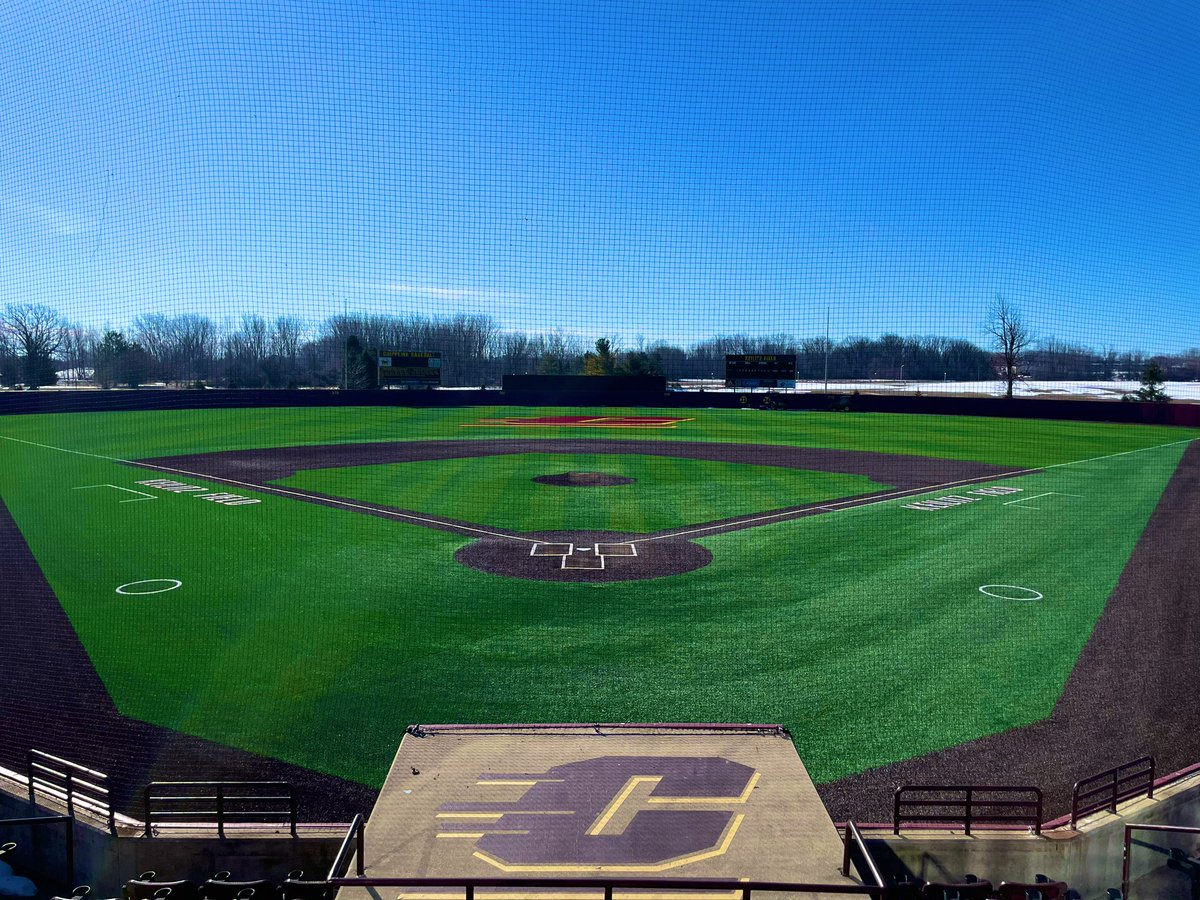 It’s always ☀️ at Theunissen Stadium! 

Beautiful day for <a href="/CMUBaseball/">Central Michigan Baseball</a>’s home opener. 🔥👆🏼

Look at that new turf. 👀