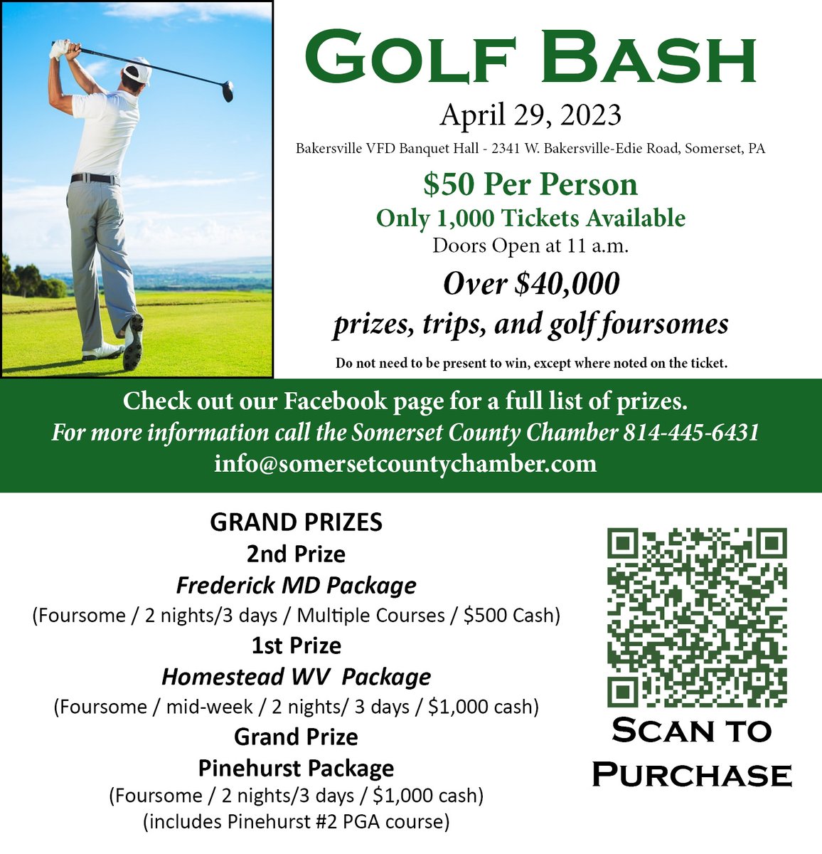 Purchase a golf bash ticket online and a chance to win fabulous prizes. somersetcountychamber.com/product-catego…