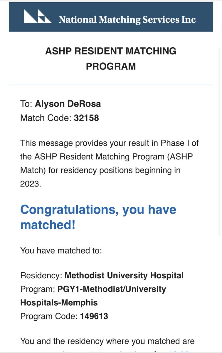 My first semester in pharmacy school I failed my pcol/medchem class and didn’t think I had what it took to be a clinical pharmacist. This morning I found out that I matched will be completing my PGY1 Residency at @MUHPharmRes in Memphis!!!!