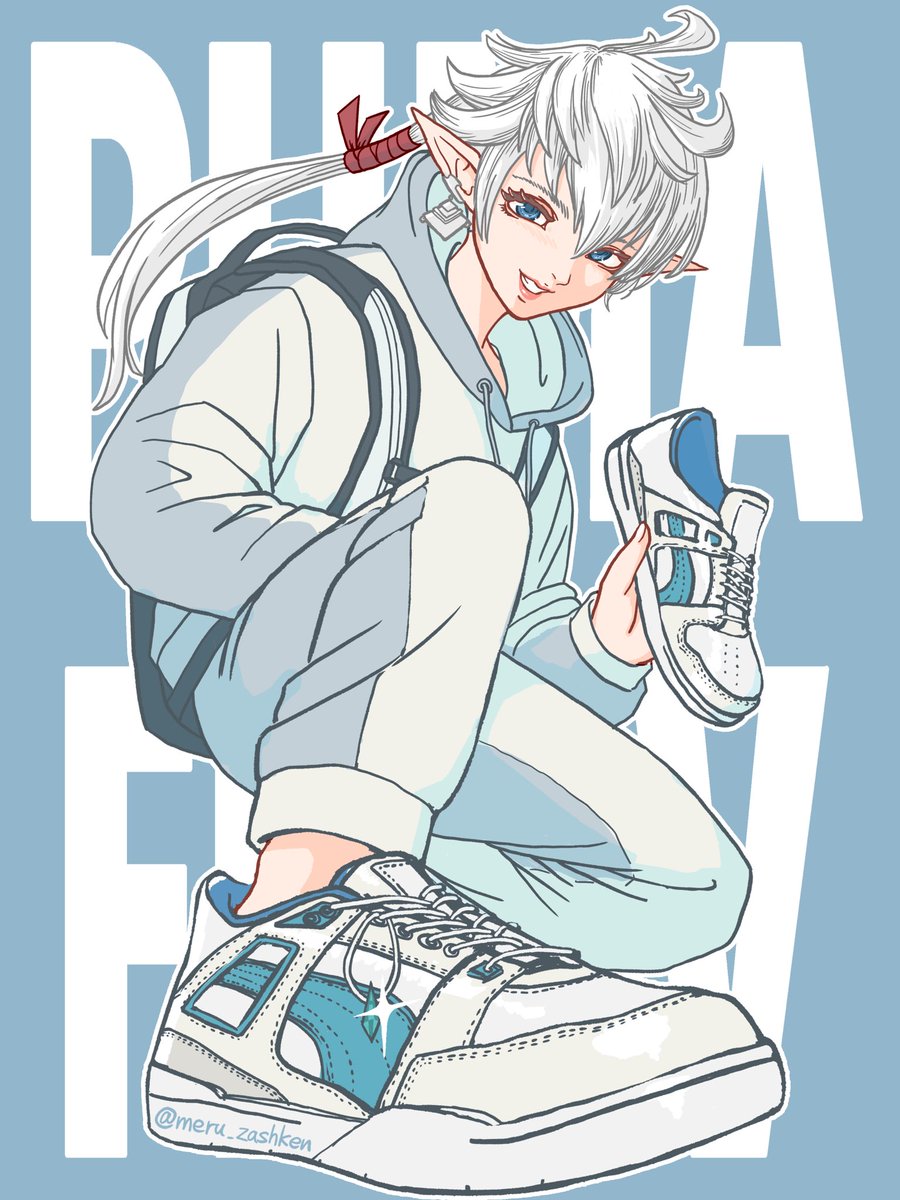 elezen shoes solo pointy ears elf blue eyes sneakers  illustration images