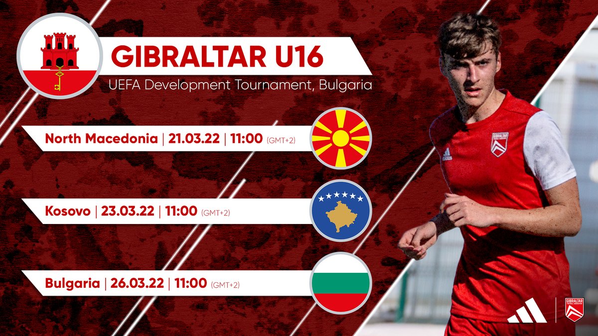 🇬🇮's Under-16 squad are set to take on North Macedonia 🇲🇰, Kosovo 🇽🇰 and the hosts Bulgaria 🇧🇬 in their upcoming UEFA Development Tournament next week‼️ Here are their fixtures in full 👇 All the info on how to follow our young stars to follow as soon as the hosts confirm‼️