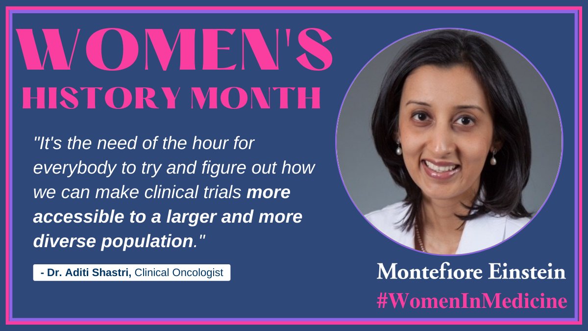 Montefiore Health System (@montefiorenyc) on Twitter photo .<a href="/aditishasMD/">Aditi Shastri, MD</a> is a physician-scientist exploring new treatments for myelodysplastic syndromes (MDS) & Acute Myeloid Leukemia (AML).
She’s an advocate for equitable access to stem cell treatments, diversity in clinical trials, & #WomenInMedicine. #WomensHistoryMonth <a href="/EinsteinMed/">Albert Einstein College of Medicine - Official</a> .<a href="/aditishasMD/">Aditi Shastri, MD</a> is a physician-scientist exploring new treatments for myelodysplastic syndromes (MDS) & Acute Myeloid Leukemia (AML).
She’s an advocate for equitable access to stem cell treatments, diversity in clinical trials, & #WomenInMedicine. #WomensHistoryMonth <a href="/EinsteinMed/">Albert Einstein College of Medicine - Official</a>