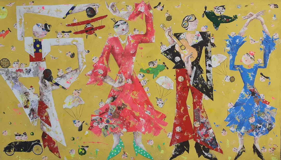 artpenalver's tweet photo. "Mandragora" Serie volando voy" Mixed Media acrylic, spray and collage on canvas 185X120CM. https://t.co/3x8R8MPjFh