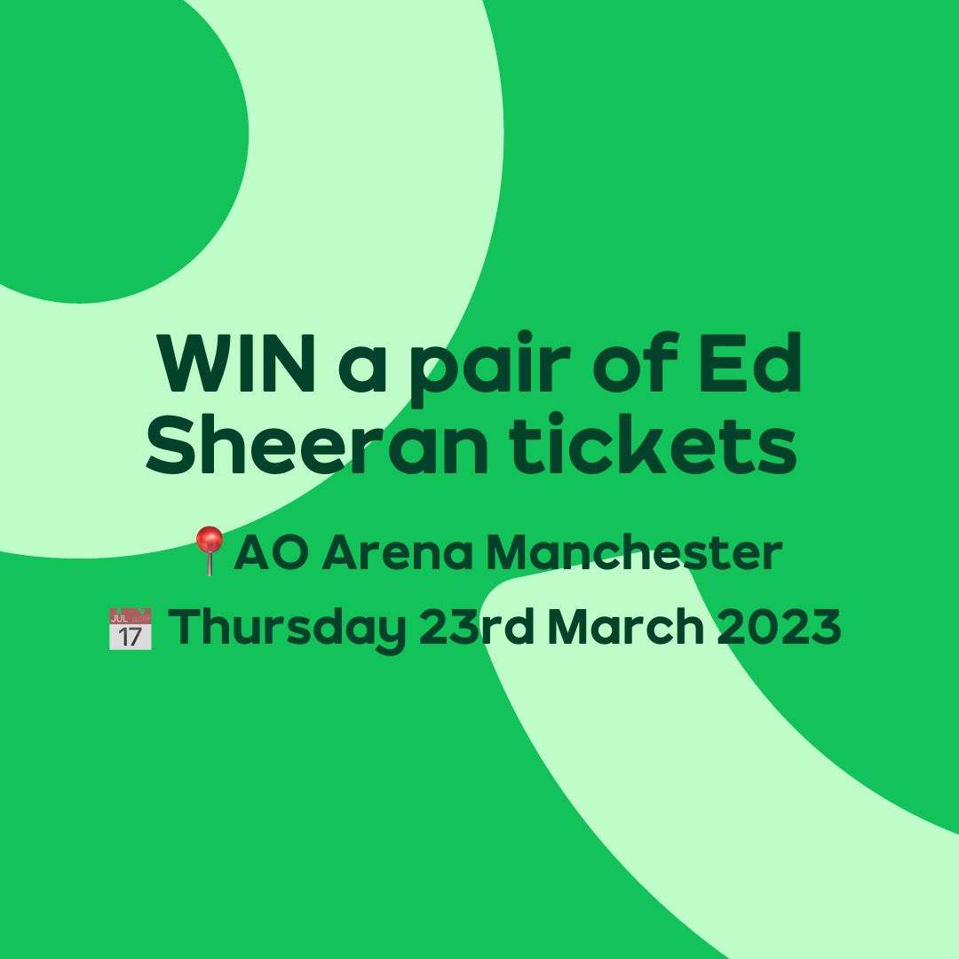 WIN a pair of tickets to watch Ed Sheeran at the AO Arena on Thursday 23rd March 🎫

To enter:
💚 Like this post
👉 Follow <a href="/ao/">AO</a>
⚡ Reply with #AOLetsGo

Competition ends 3pm Thursday 16th March. Travel and accommodation is not included.

T&amp;Cs > bit.ly/3mJZha9