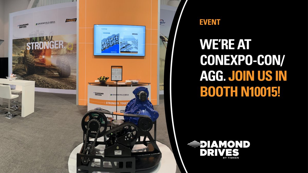 Diamond_Drives's tweet photo. We're at CONEXPO-CON/AGG 2023 in Las Vegas! Find our booth N10015 and learn how Diamond® and Drives® products are used in the construction/aggregate industry. To register, visit https://t.co/kqcgeYZDq8
#ConAgg #ConExpo https://t.co/OC7Vz9za5V