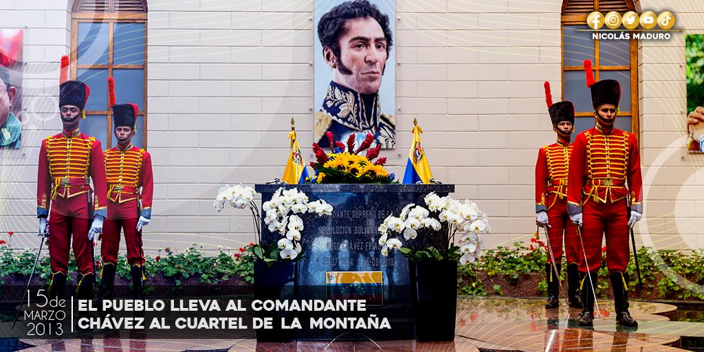 Un día como hoy llevamos a nuestro Comandante Chávez al Cuartel de la Montaña, desde entonces le pertenece al Pueblo que hizo de él, un recinto sagrado para honrar la memoria de Chávez y fortalecer el compromiso con su legado inmortal.
