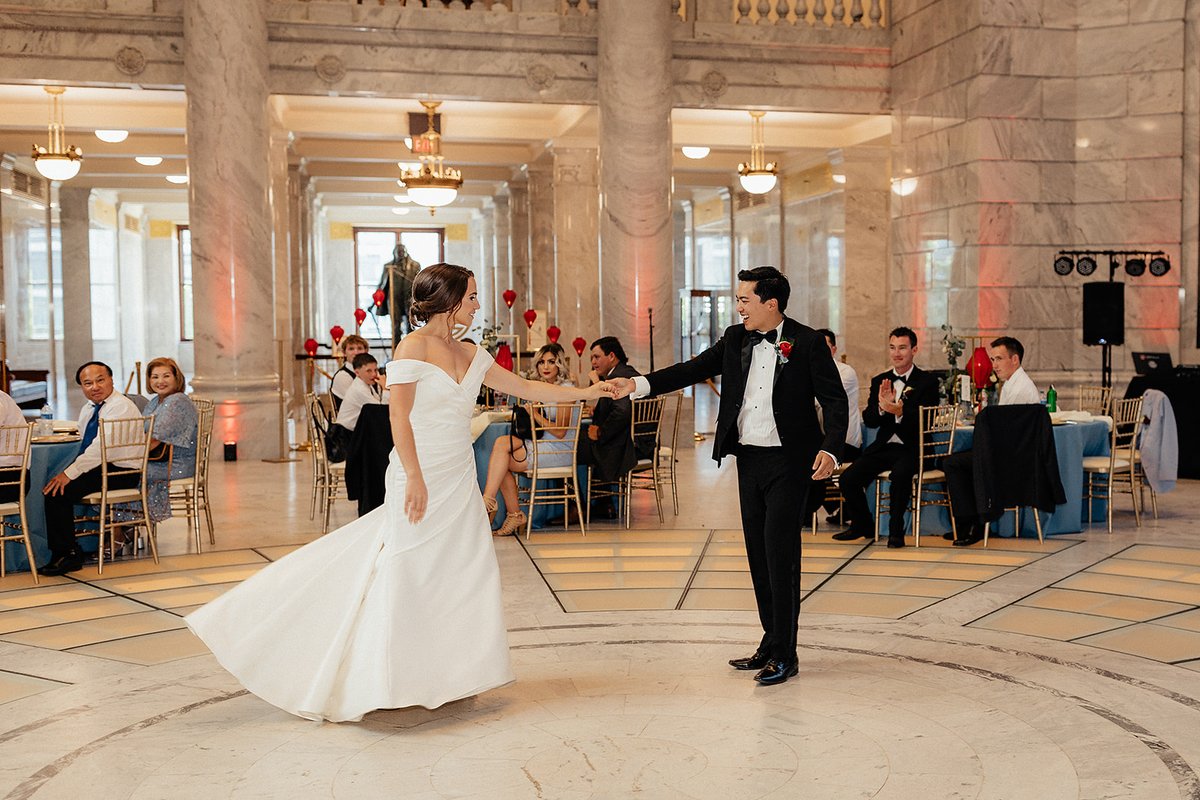 UTStateCapitol's tweet photo. There are shortcuts to happiness, and dancing is one of them! Celebrate your happy marriage at the Utah State Capitol.
Photo: @jennypearlphotography
#utahstatecapitol #utstatecapitol #weddingwednesday #weddingday #slcbride #utahbride #utahwedding #wedding https://t.co/FOgz6UJ8os