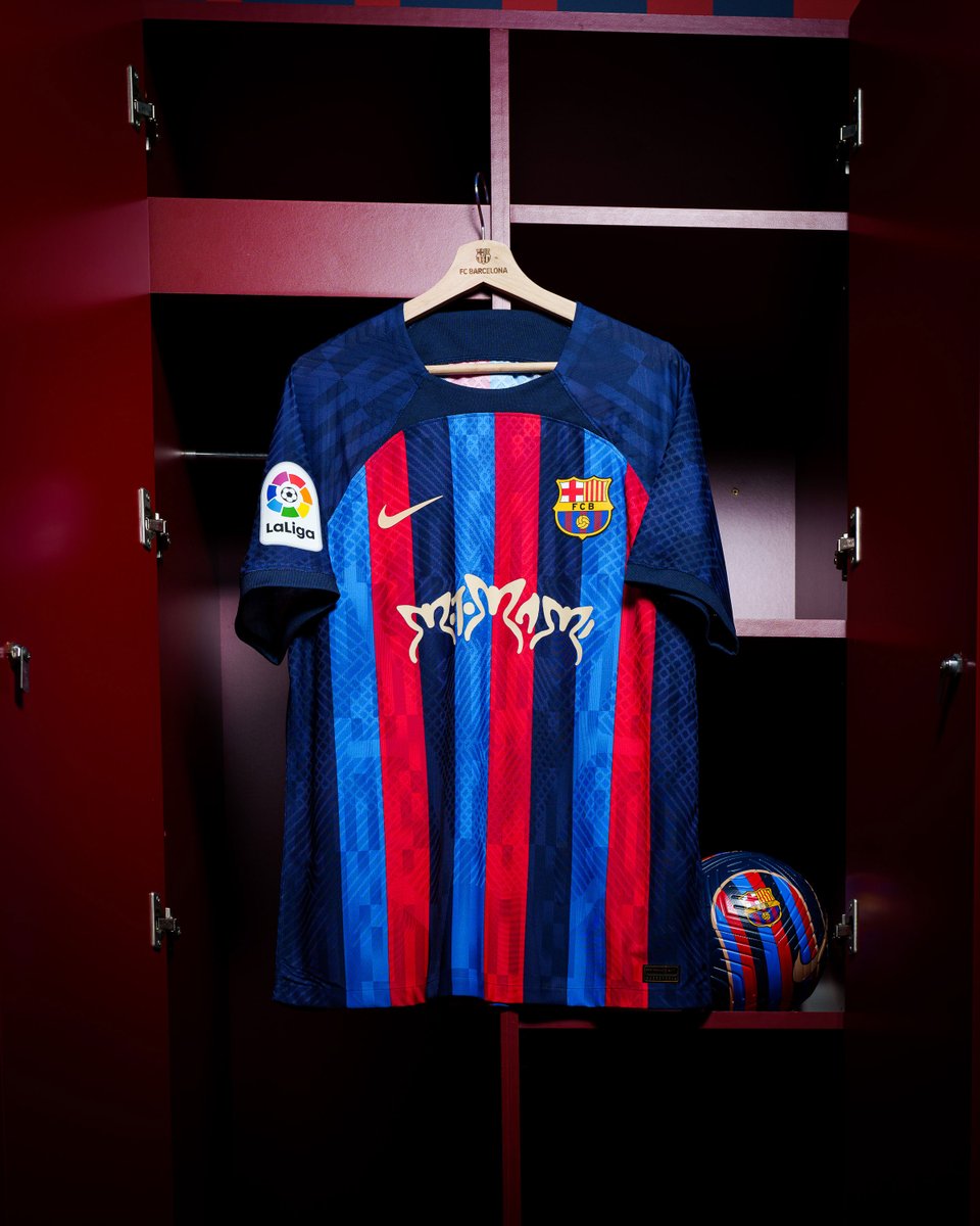 brfootball's tweet photo. Barcelona will wear special-edition Rosalía kits with a glow-in-the-dark ‘Motomami’ logo in El Clásico ✨ https://t.co/d8wJckzs1J
