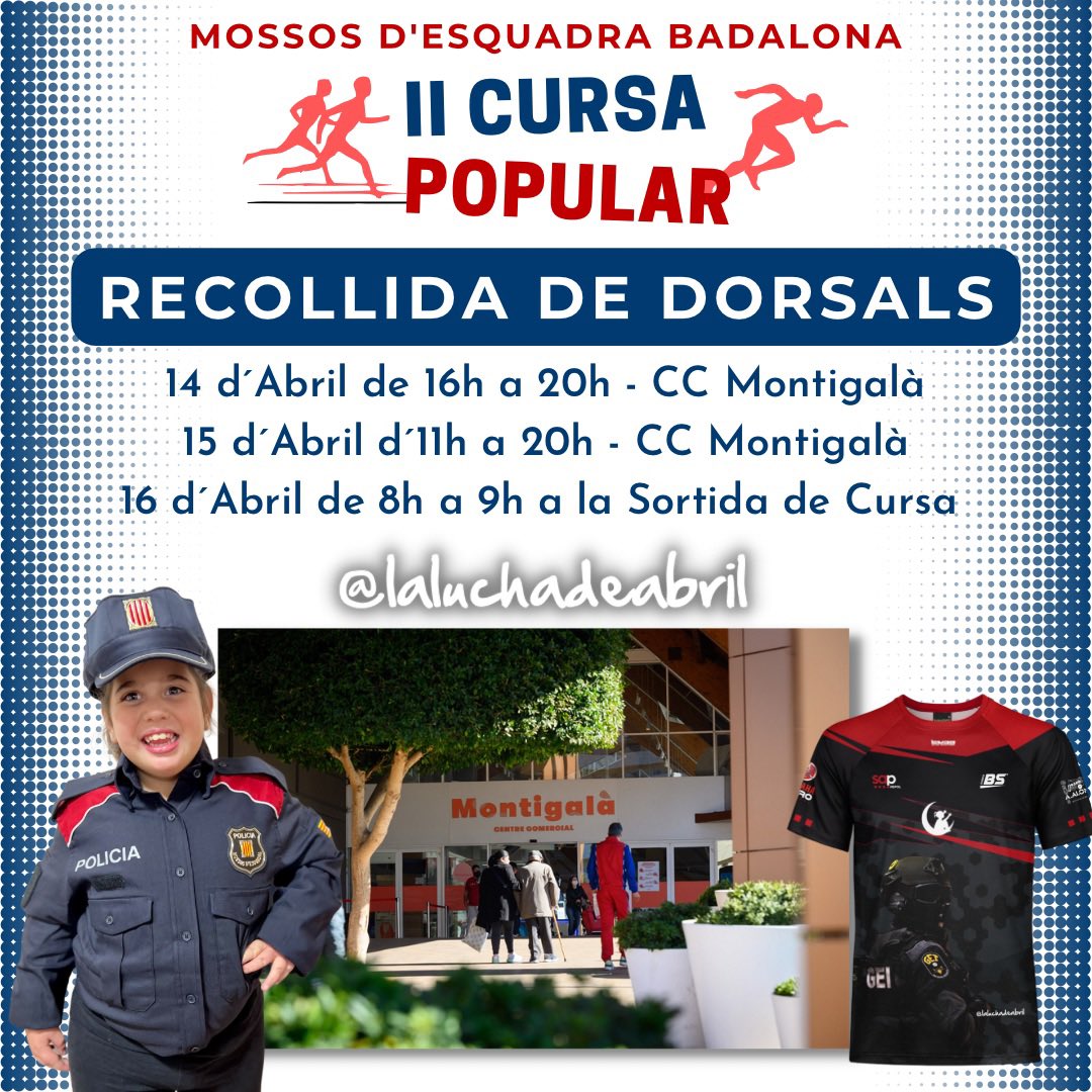 ¿Ya te has apuntado?

Último dia para elegir talla de camiseta 30/3/2023.

Inscríbete!! bsevents.cat/cursamossosbdn 

<a href="/SAP_MOSSOS/">SAP-FEPOL</a> <a href="/fepol_/">FEPOL</a> <a href="/ClubCeme/">Club Esportiu Mossos d’Esquadra (CEME)</a> <a href="/mossos/">Mossos</a> <a href="/CEMEAtletisme/">CEME ATLETISME</a> <a href="/bubo_sports/">Bubo Sports</a> <a href="/pereg76/">pere garcia</a> <a href="/CastejonToni/">Toni-castejon</a> @ccmontigala