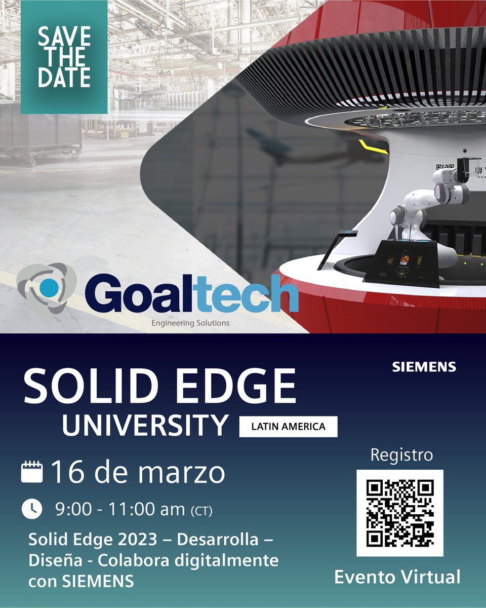 GoaltechMx's tweet image. ¡Mañana!
En colaboración con el Solid Edge Club
Mañana 16 de Marzo a las 9 Am (CT) se llevará a cabo el lanzamiento de Solid Edge 2023
Un webinar en línea de la mano de expertos de Siemens.
#SolidEdge2023 #Siemens #webinar
Registrate para apartar tu lugar:
bit.ly/SE-2023