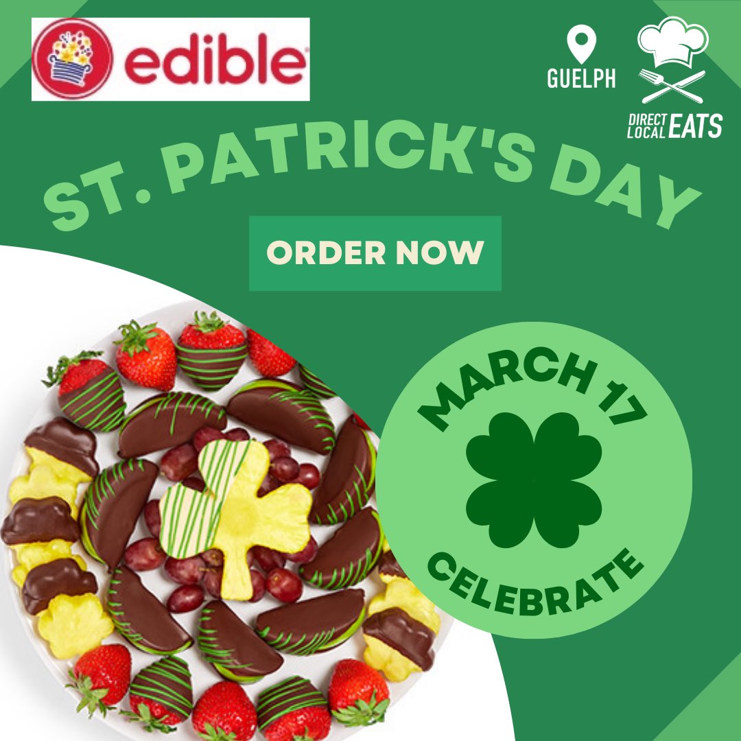 OrderCoop's tweet photo. Celebrate St. Patrick’s Day!

Order a platter or bouquet from Edible Arrangements #Guelph for your workplace or home.

To order #delivery, download #DirectLocalEats app or visit https://t.co/vOnZmVcrQp

#stpatricksday #guelphbusiness #uofguelph https://t.co/nZtVcdQsIX