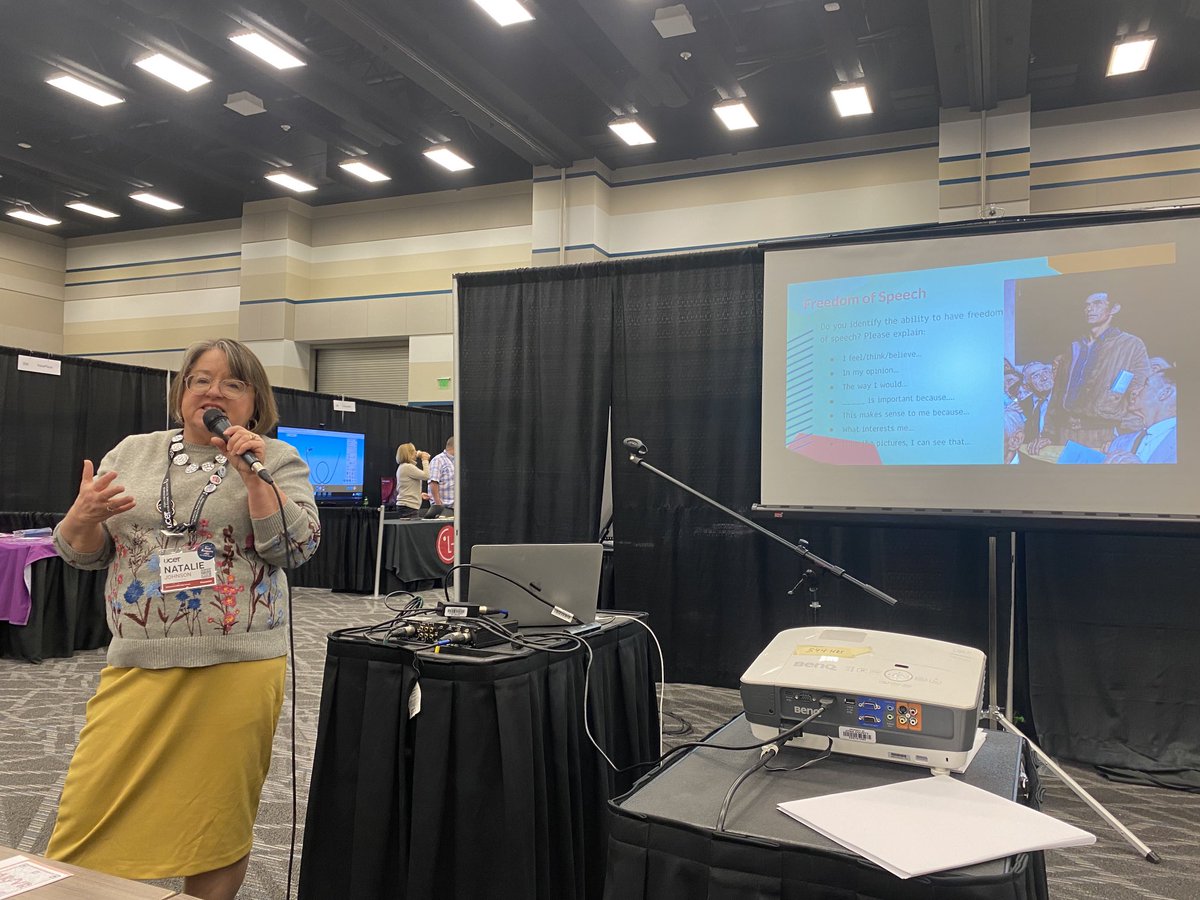 ⁦<a href="/HSG_UT/">Teacher Fellows</a>⁩ Teacher Fellow Natalie Johnson utilizing Norman Rockwell’s artwork to talk about Freedom of Speech and culturally-responsive teaching <a href="/UCET/">UCET</a>.