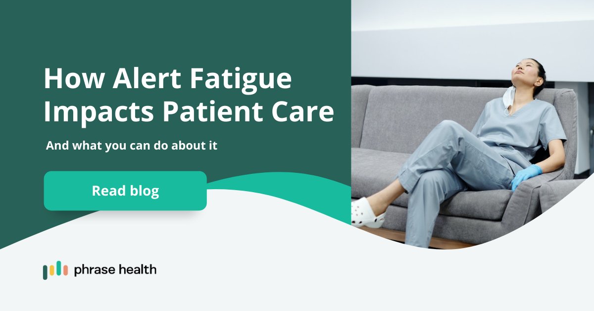phrasehealth's tweet photo. EHR alerts are only as good as the systems behind them. Start using clinical informatics to reduce the risk of alert fatigue and clinician burnout. Learn how. https://t.co/LBiEqMF0Ip
#EHR #alertfatigue https://t.co/EuzwqQ0paw
