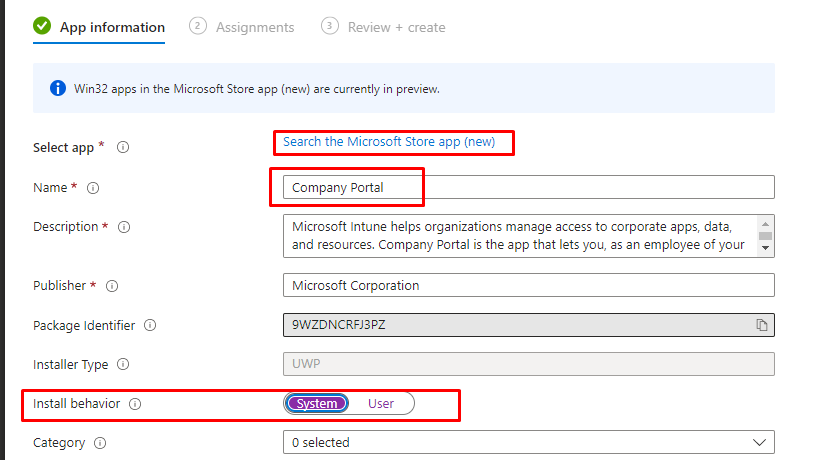 There it is!!!

Finally, We can add the Company Portal as System Install  and as required app in the ESP :) #intune #mem #msintune #Windowsautopilot
