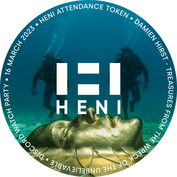 To celebrate the release of <a href="/hirst_official/">Damien Hirst</a>'s ‘Treasures from the Wreck of the Unbelievable’, we're hosting a Watch Party on Discord tomorrow 16 March at 8pm GMT🍿

There will be a commemorative #HAT (HENI Attendance Token) for those who join🎉

More info👉discord.gg/w5SThbC5?event…