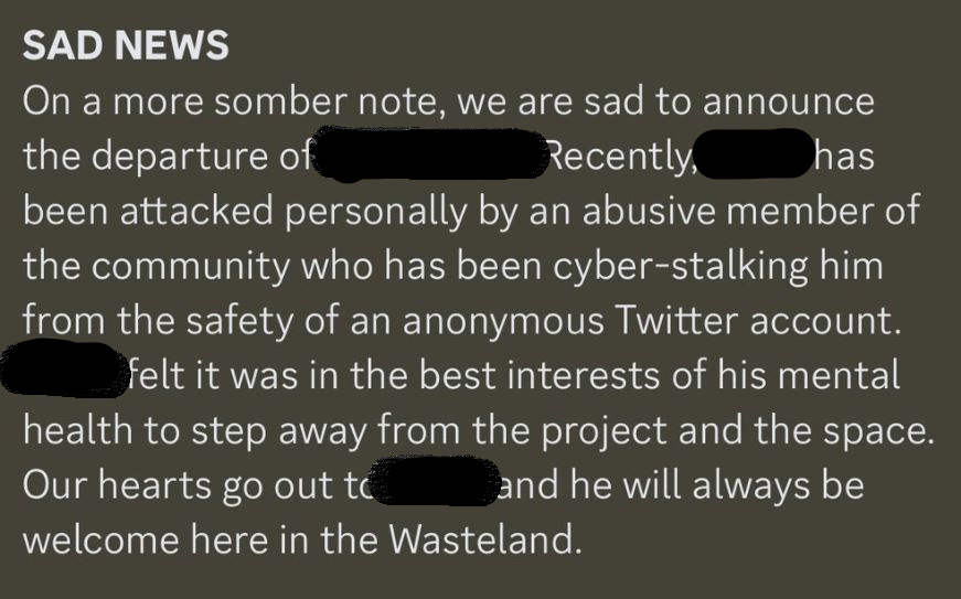 smertmoney's tweet photo. This is laughable, and you guys are incorrigible. Please stop with the literal "abusive" language. The person in question broke the rules, and now you're attacking the whistleblower. You wouldn't call any of the popular blockchain sleuths a cyberstalker. Are there any depths you won't go? 

@nuclearnerds @jitterypixels @hotshave @TheMaclunkster @AdamArcherArt @burrrrrberry @liloldhead @ellistheginge @0xelric_eth @0xQuit  

#nft #nftcommunity #nftcollector