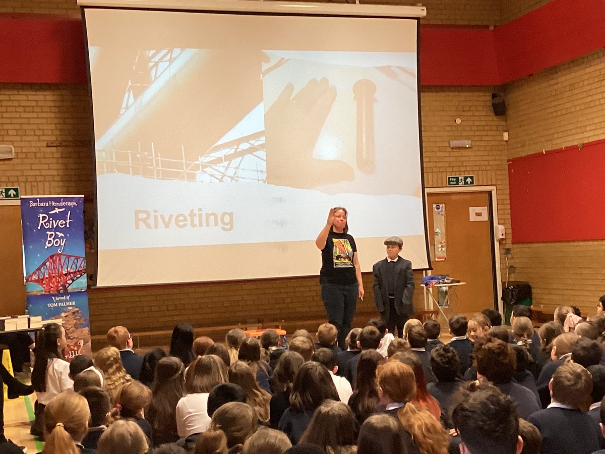 P5, 6 and 7 had a very enjoyable afternoon with the author Barbara Henderson who told us all about her new novel ‘Rivet Boy’. There was lots of interactive fun with an exciting quiz too! Thank you to Barbara for visiting us. <a href="/scattyscribbler/">Barbara Henderson</a> <a href="/MrsGilmourCPS/">Primary 7B</a>