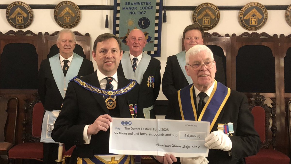 Great evening at <a href="/BeaminsterManor/">Beaminster Manor Lodge 1367</a> Lodge 1367 installation meeting last night. It was a pleasure to receive a cheque for £6000 towards the 2025 Festival