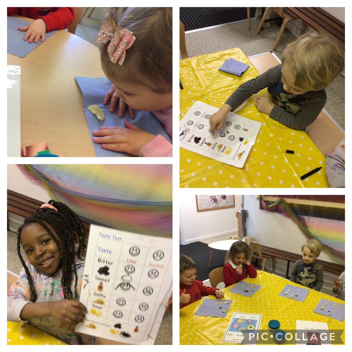 ForehillELC's tweet photo. This week we have been exploring our taste sense. We had a range of ingredients that varies from salt, sweet and bitter. We explored honey, salted crisps, cocoa and lemon.
Some of the children then documented how they felt about each food.🍋🍯 https://t.co/eE63W5Yzc9