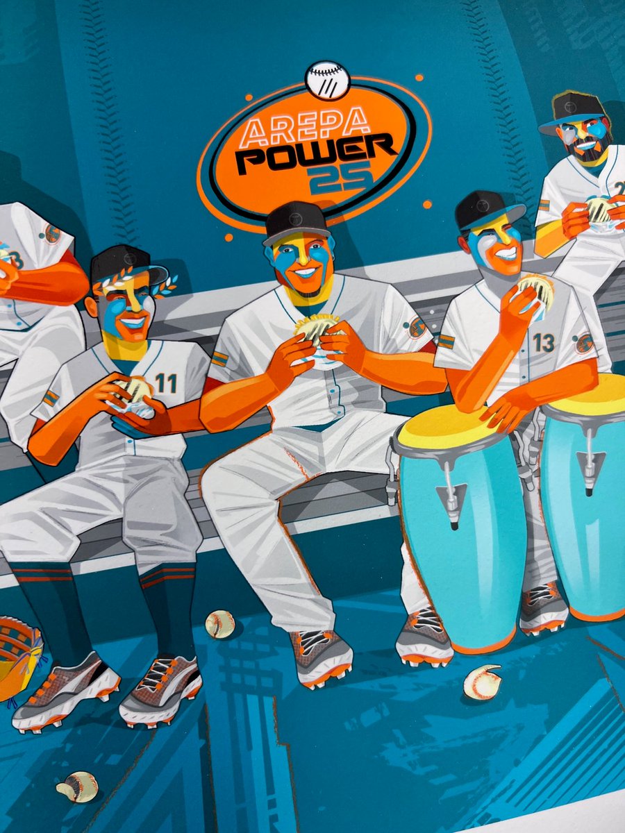 EdoSanabria's tweet photo. Les presento mi nueva obra: #ArepaPower25, un reconocimiento a 25 venezolanos que han destacado en el mejor béisbol del mundo. 

Ediciones limitadas
Info: edoilustrado@gmail.com

#arepapower #mlb #venezuela https://t.co/KAdb6yJ10P