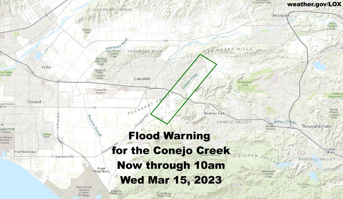 NWS Los Angeles on Twitter "FLOOD WARNING extended for the Conejo