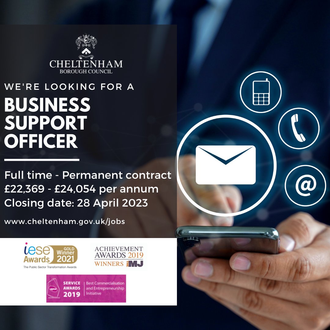 CheltenhamBC's tweet photo. We are looking for a business support officer to provide support and customer service for multiple council services including planning, building control and licensing.

Find out more: https://t.co/PnAzocq8Se

#Cheltenham #Jobs #Administration #BusinessSupport #CustomerService https://t.co/zewjBJR07s