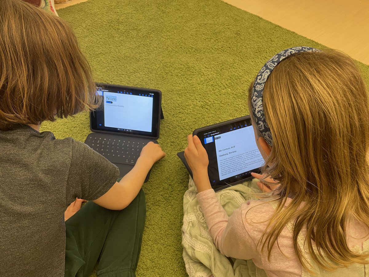 3rd graders using #Keynote to create museum placards for their virtual civilizations museum, which they are building in @CoSpaces_Edu. We can’t wait to share with families this week! #AppleEDU