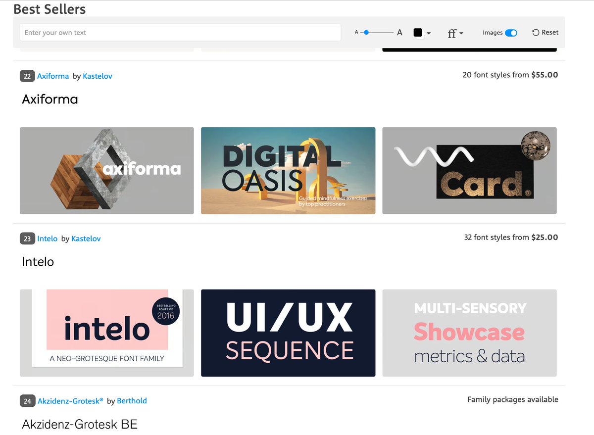 kastelov's tweet photo. Haven't released any retail fonts in a quite while, but after so many years it is humbling to see my work still being appreciated. @MyFonts #bestsellers https://t.co/B5w1TnmQhK
