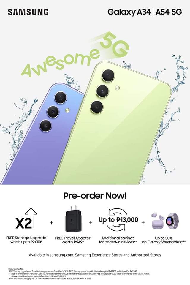 Vanjoss_01's tweet photo. Meet the awesome #GalaxyA34 and #GalaxyA54 5G - the newest members of the Galaxy A Series crew. 💚💜 Together, we'll discover why #AwesomeIsForEveryone! ⚡

Pre-order now at @SamsungMobile
A34 5G - https://t.co/OhQLlROvcS  | A54 5G - https://t.co/ywB6ylfPai https://t.co/dMADxKokFV