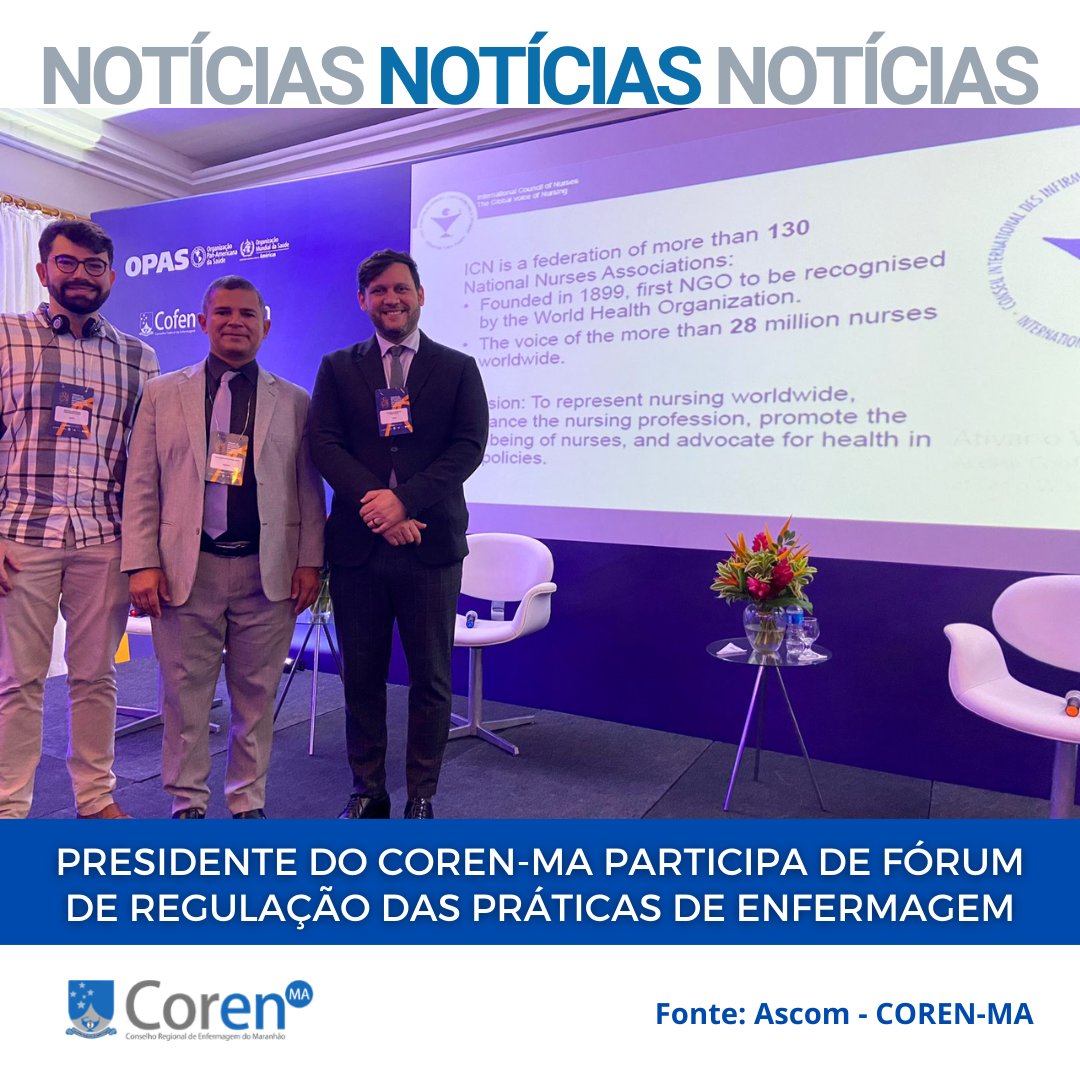 CorenMAoficial's tweet photo. O presidente do Coren-MA, Enf. José Carlos Júnior está participando do Fórum de Regulação da Prática de Enfermagem na Região das Américas que acontece nos dias 15 e 16 de março.
Participe você também, pelo link https://t.co/7mUJZOs9Zg https://t.co/taC98W0nQG