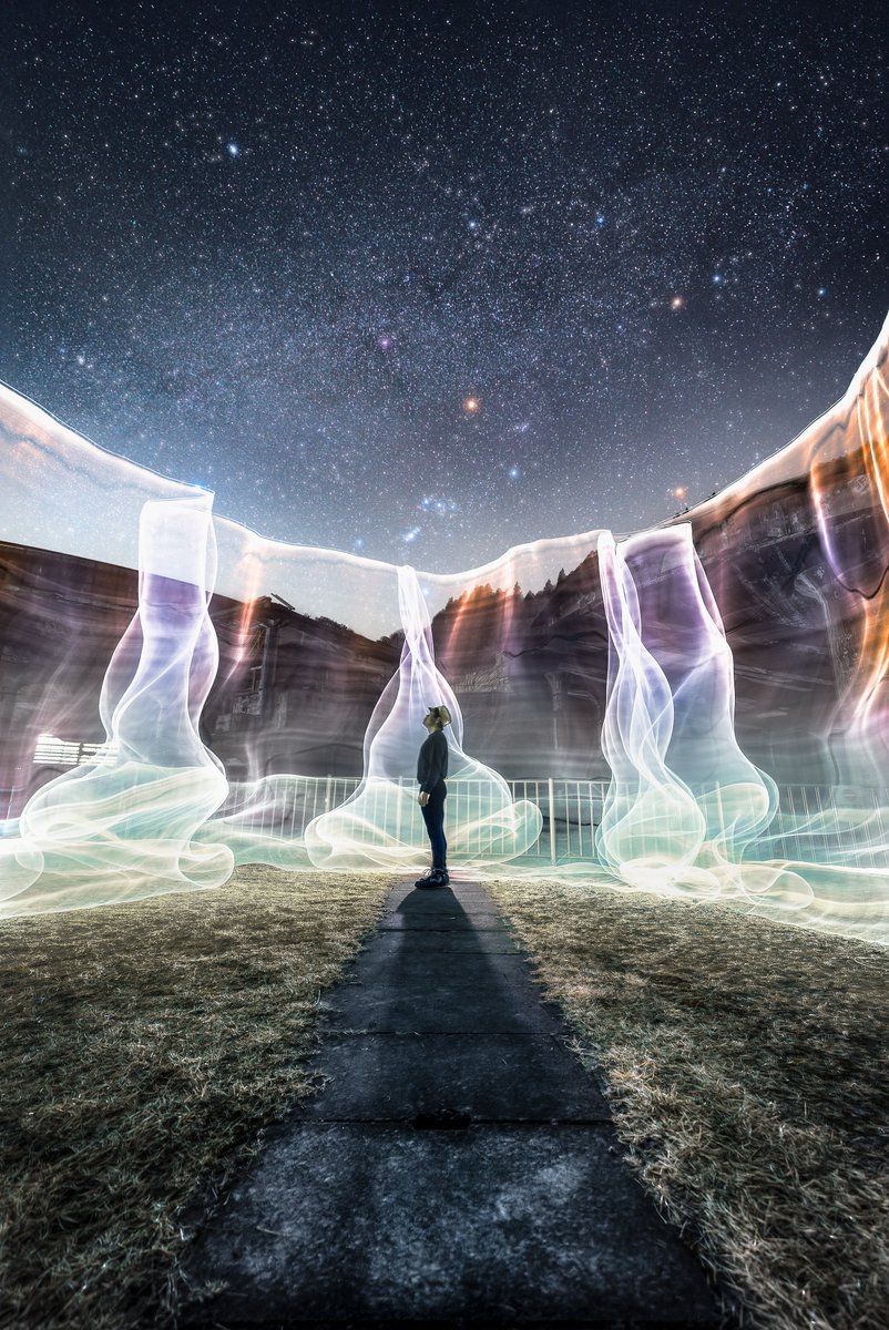 Photo_hamayan's tweet photo. Orion × Light Veil
#PhotographyIsArt #Lightart
#Lightpainting #Lightpainter #artphotography
#ライトペインティング #ライトペイント
#ファインダー越しのわたしの世界
#litbyhand #LightVeil
#神子畑選鉱場跡 #Orion https://t.co/TrPMjLgdPt