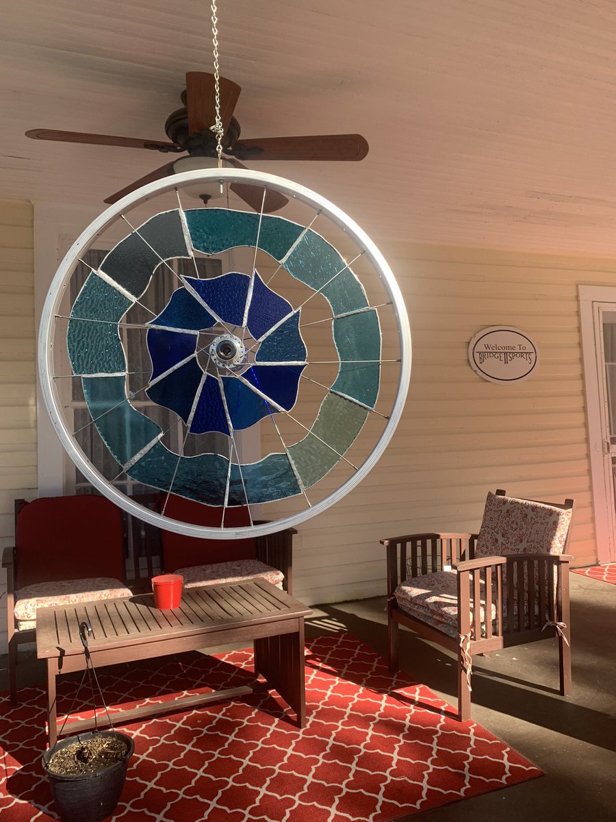 Bridge2Sports's tweet photo. 👁️ views from the office!

The porch has new adornments, two stained glass wheels 🛞 from She Shed Stained Glass!

Come visit us! Give us a call, email, or follow to learn more about what we have to offer at Bridge 2 Sports.

#challengingperceptions https://t.co/2T48JHZKDS