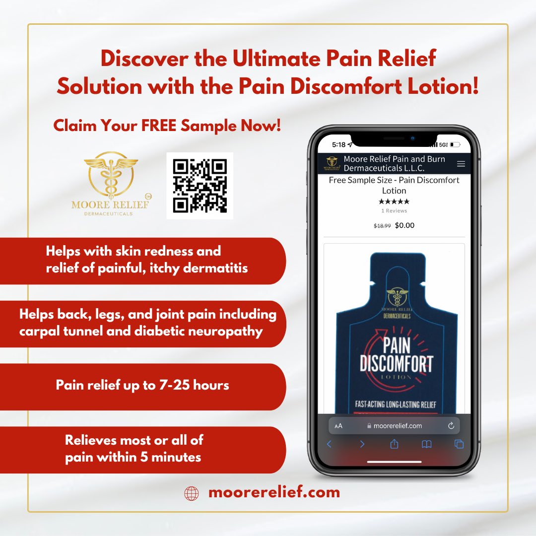 MooreRelief's tweet photo. 🌟 Discover the Ultimate Pain Relief Solution - Claim Your FREE Sample Now! 🌟

✨ Experience the Magic of Pain Relief Lotion - Get Your FREE Sample Today! ✨ https://t.co/WXlxrbQizk