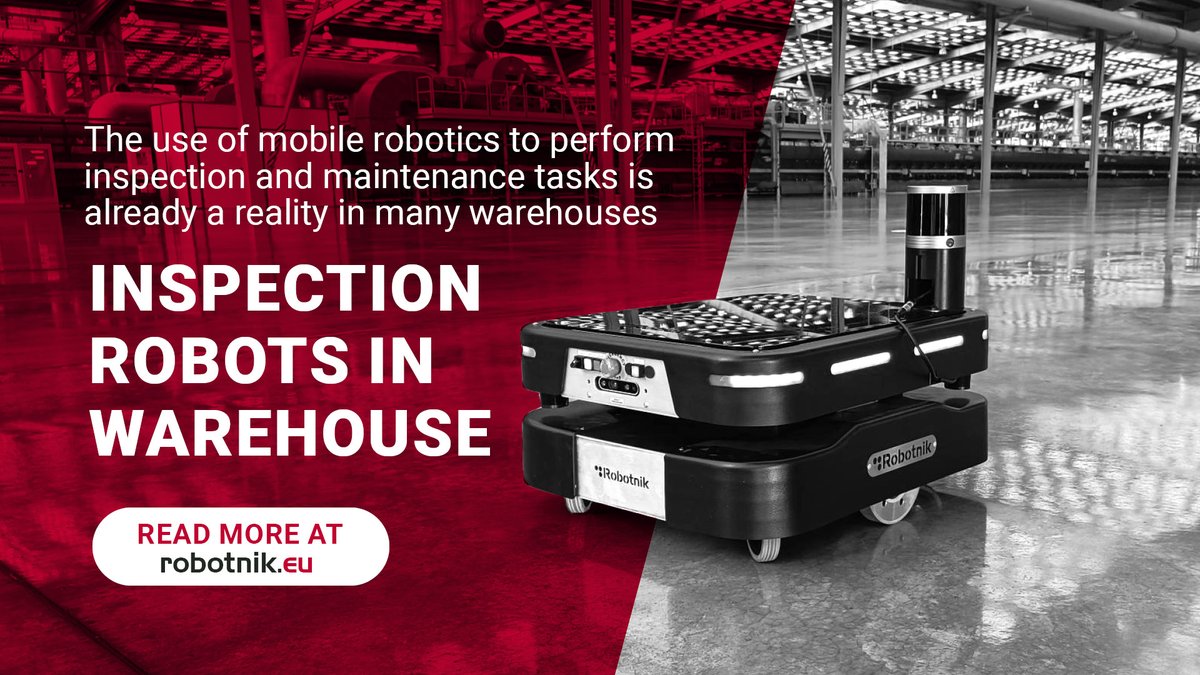 RobotnikRobots's tweet photo. Robotnik’s inspection robots are equipped with sensors, mapping technology and high-precision cameras to collect data &amp; capture detailed images of products or specific warehouse conditions. 
➕ https://t.co/k61bU1s50V
#Inspection #Inspectionrobots #robotics #security #Industry40 https://t.co/HCp1wy1CYp