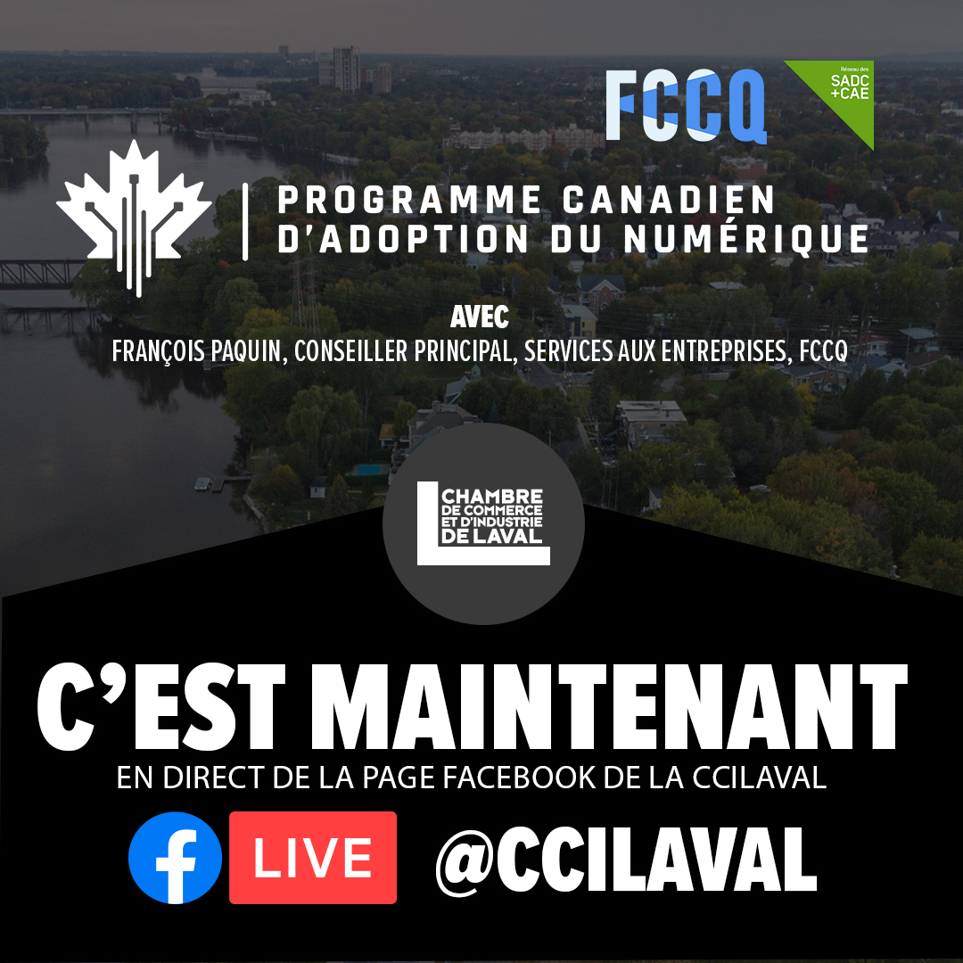 Vous désirez en savoir plus sur le Programme canadien d'adoption du numérique (PCAN)?
C'est sur la page Facebook de la CCILaval que ça se passe!
🚨 Écoutez le #FacebookLive ici et maintenant! 👉 facebook.com/CCILaval 🚨
---
#numérique #programme #subvention #commerciales
<a href="/FCCQ/">Fédération des chambres de commerce du Québec</a>