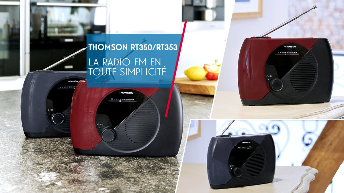 Thomson_FRA's tweet photo. Chez vous ou en déplacement, les radios portables RT350 & RT353 #Thomson vous accompagneront toute la journée, pour vous divertir ou vous informer en écoutant vos stations FM préférées !📻
▶️ https://t.co/FrvwdZKeaX
#ThomsonAudio #RT353 #RT350 https://t.co/NzDNviVTux
