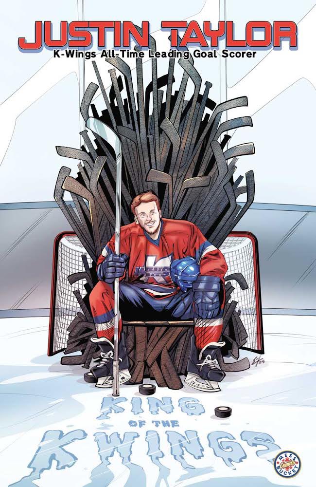 MessBucketComic's tweet photo. This March 18-19 @MessBucketComic will be selling our first @kalamazoowings poster w All-Time goal leader Justin Taylor. 

numbered 1-116 &amp; signed by Justin. #messbucketcomics #kalamazoowings #kwings #kalamazoomichigan #hockey #prohockey #echl Artwork @DreadedDinosaur https://t.co/ZoylFYmQI0