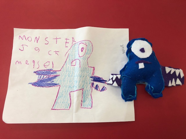 MrsVCfcs's tweet photo. Students at @ShoreRocks were challenged to take a picture drawn by teachers' children and turn them into a stuffed animal. They stepped up and delivered amazing results! #CardsCreate #GiveBack https://t.co/6N6ghzetT1