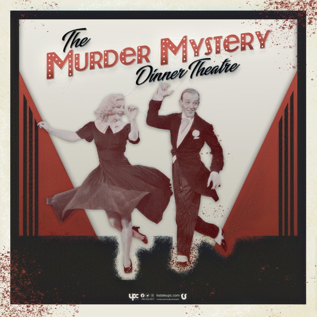 Hollywood is full of secrets and mystery and for one night you can be a part of the intrigue. Dress in evening wear and suits. Meal and show are provided for free to students who sign up and must have a valid K-State ID and register at l8r.it/wn6B