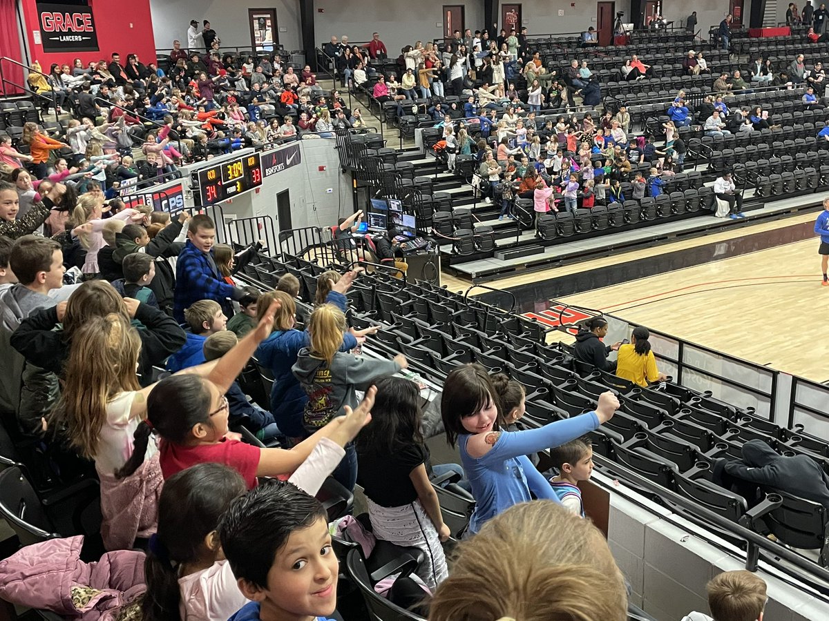 dahoffert's tweet photo. The @NCCAAChamps tourney @GraceLancers is rocking! Love seeing our @WCS_District students interacting and cheering on their new friends and role models! This is what sports is all about! #wcsmission https://t.co/v2EEl5gihT