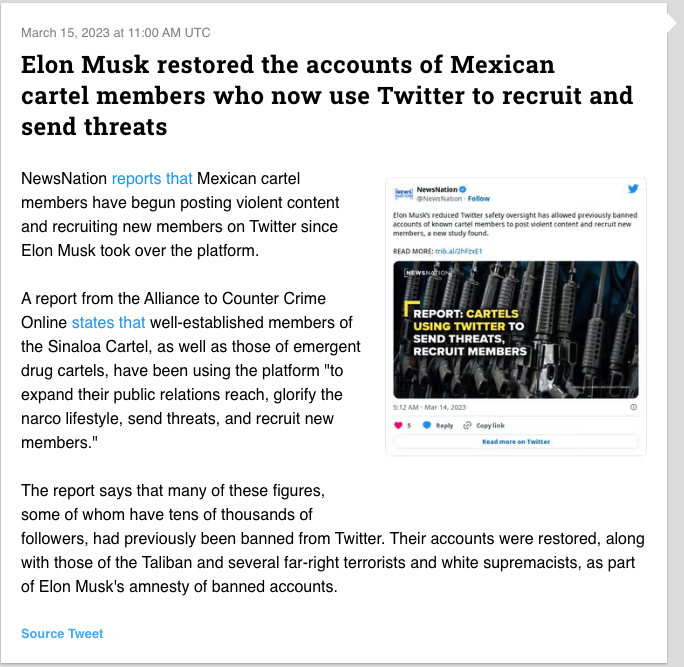 Turns out maybe these bans weren't all 'woke' after all twitterisgoinggreat.com/#elon-musk-res…