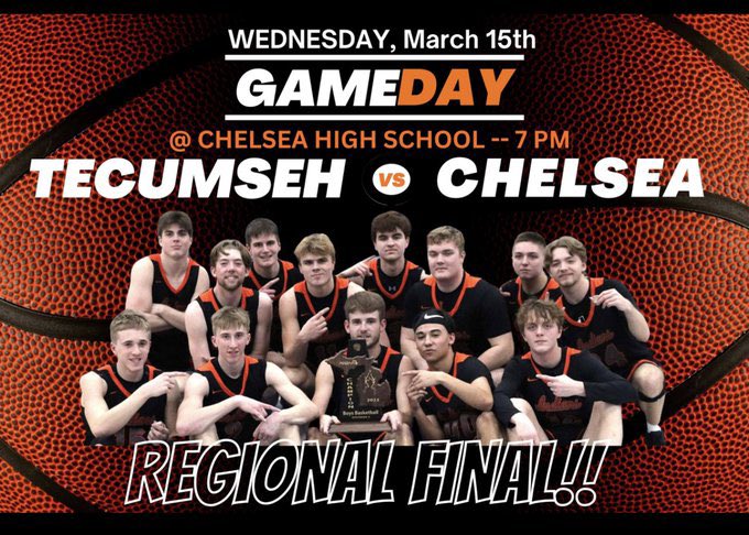 Sweet sixteen

Gameday @ Chelsea vs Chelsea 

Tip off: 7PM

BE THERE BE LOUD <a href="/TecumsehJungle/">The Jungle</a> 

#RollTribe 

🏀⬛️🟧🏀⬛️🟧🏀⬛️🟧🏀