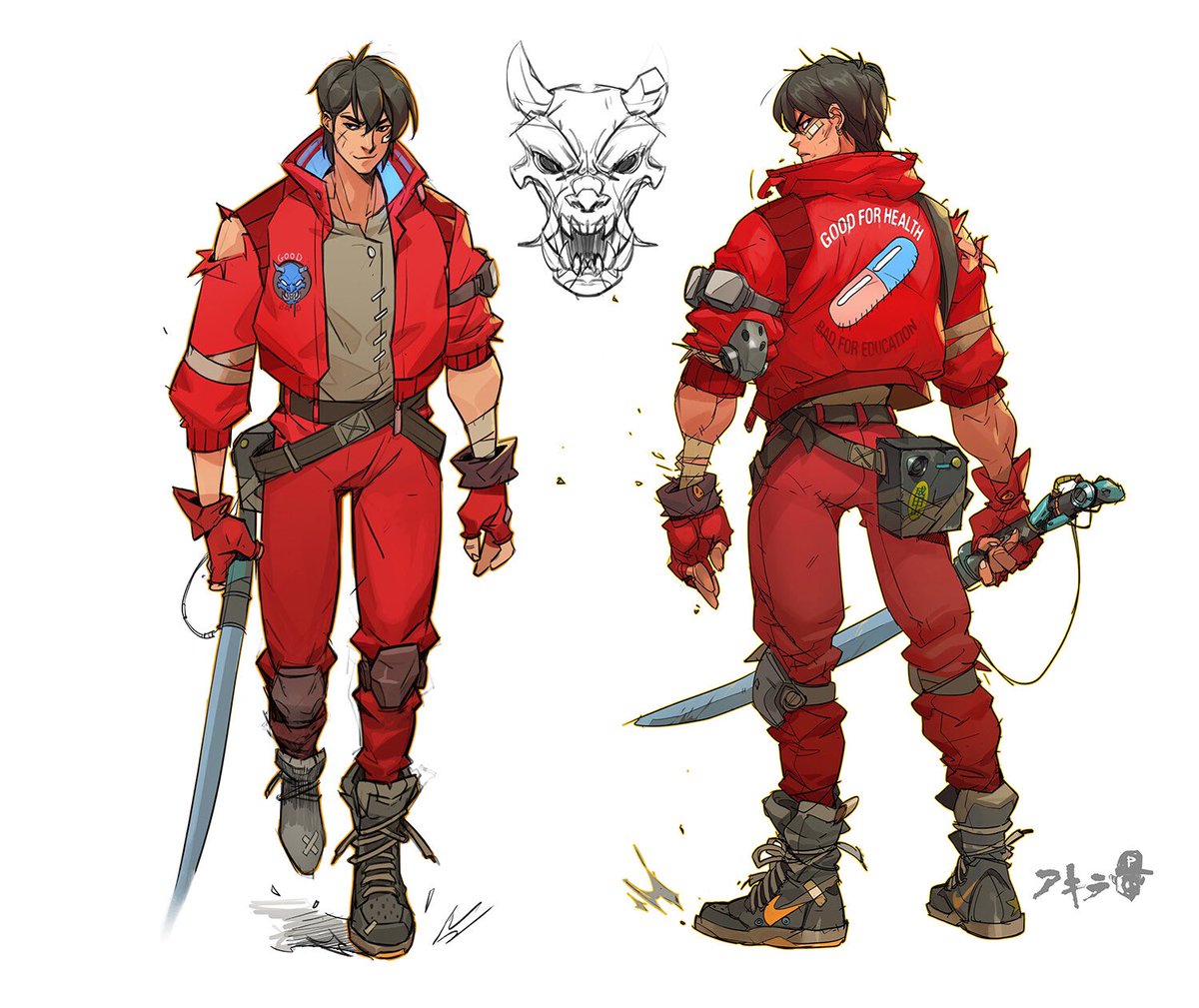 1boy holding gloves weapon male focus sword red jacket  illustration images